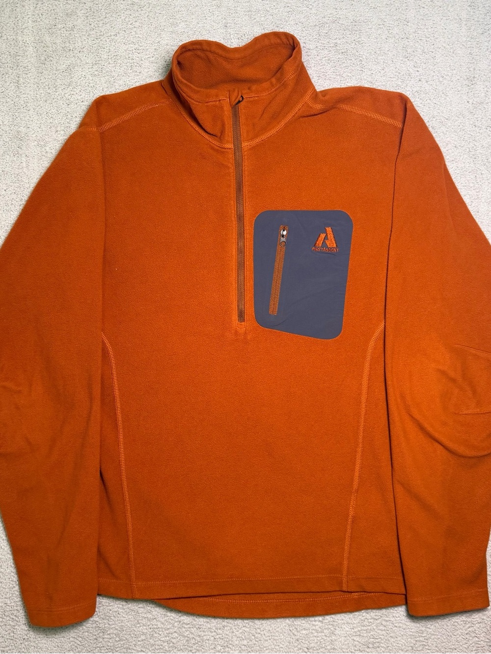 Eddie Bauer First Ascent Tech Fleece Quarter Zip Pullover Sweater Orange Mens S